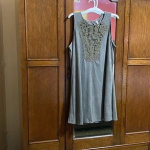 Suede feel XXL sleeveless dress w/lace Xhilaration